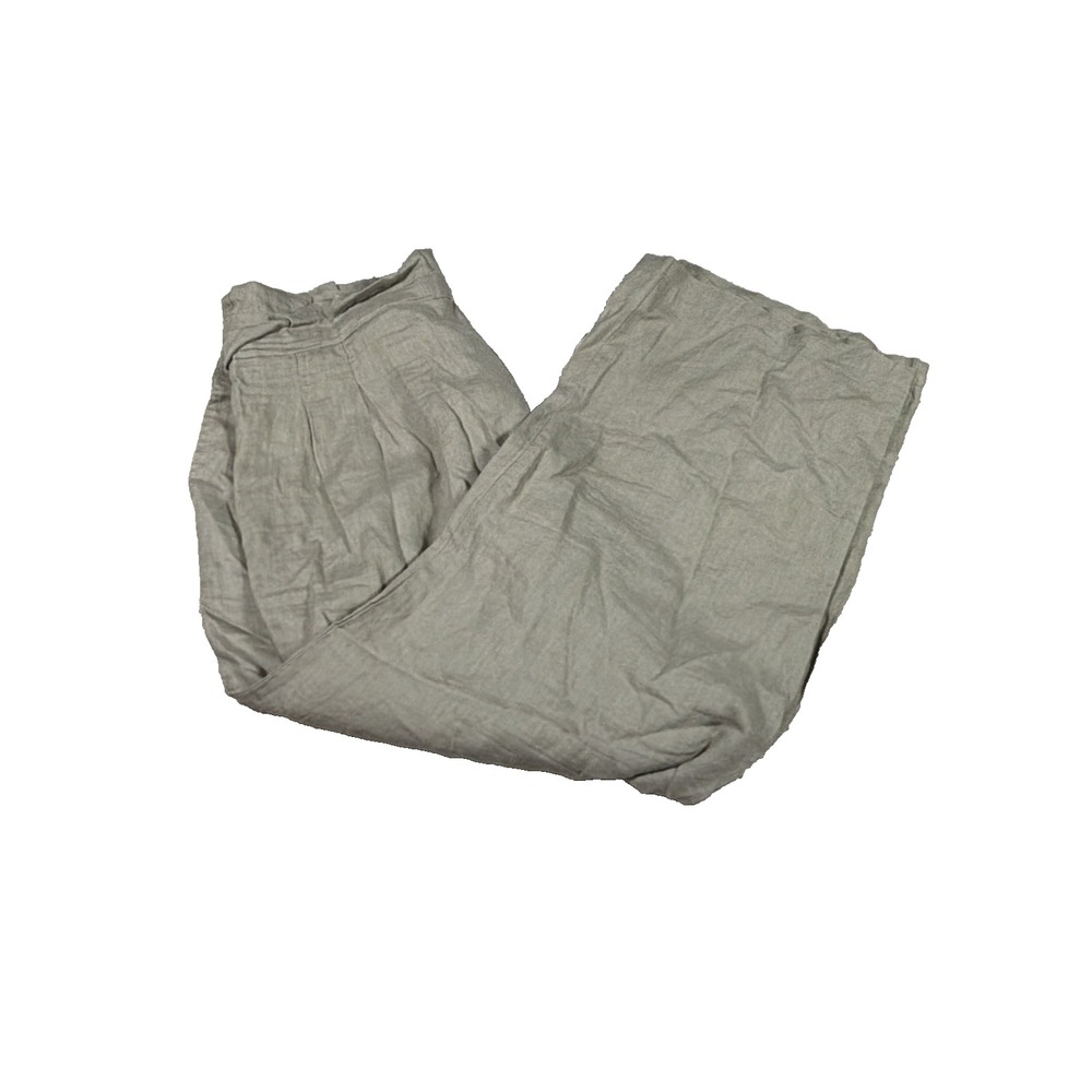 Tahari 100% Linen Wide Leg Crop Pants Women XL (FITS 35 X 25.5) Drawstring Beach